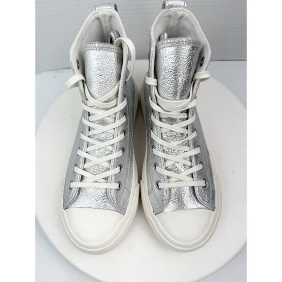 PF Flyers Sneakers Womens Size 7 Hi-Tops Sandlot Silver Metallic Special Edition - Picture 3 of 10